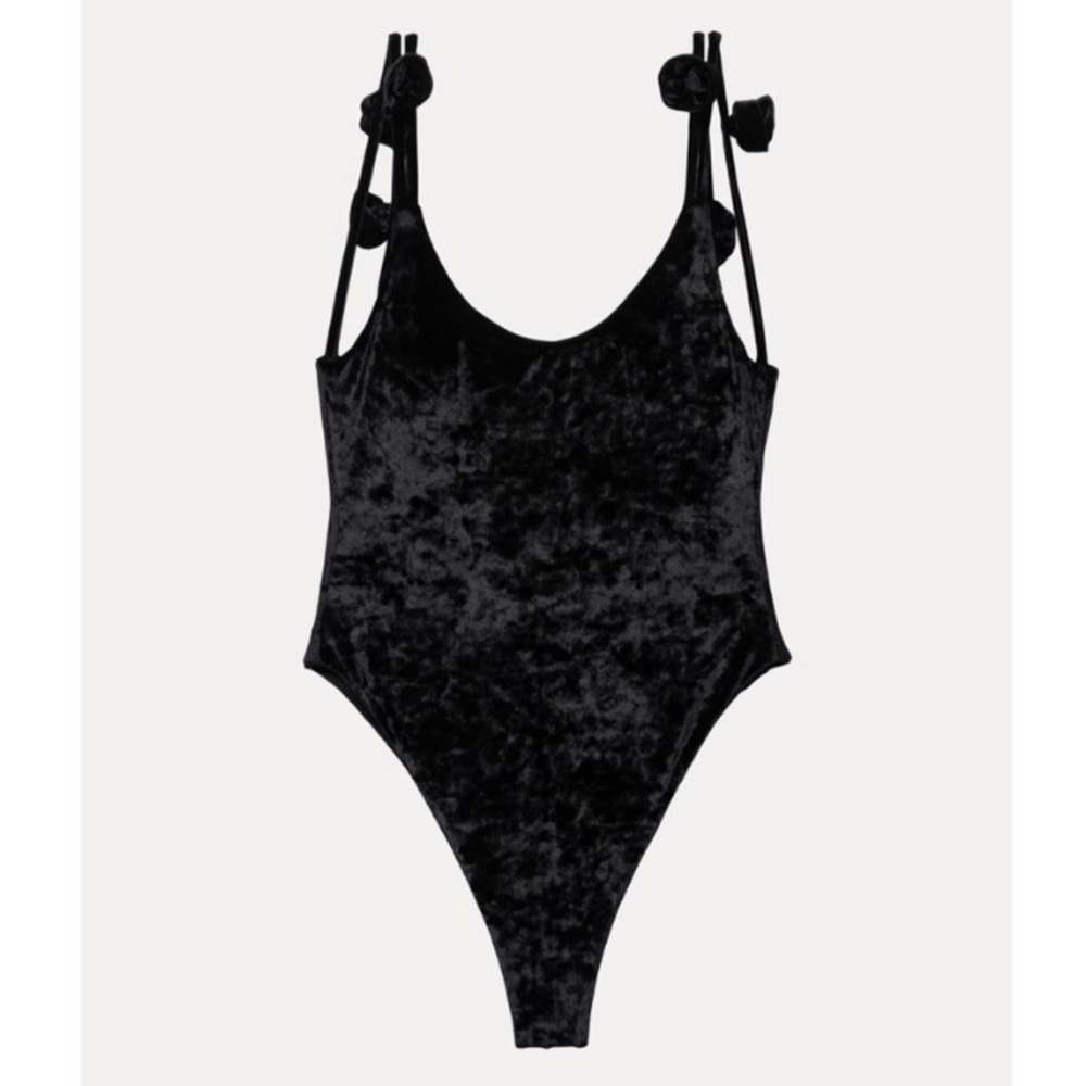 Something Navy - Black Velvet One Piece